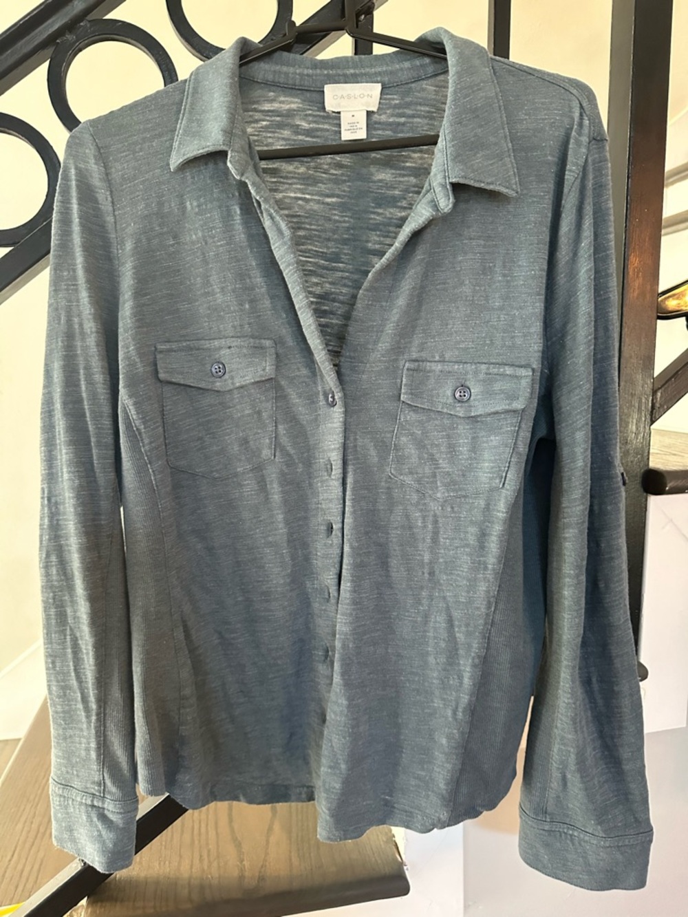 Caslon Slate Blue Long-Sleeve Button-Down Shirt